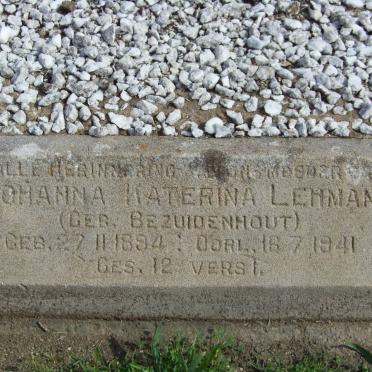 LEHMAN Johanna Katerina nee BEZUIDENHOUT 1894-1941