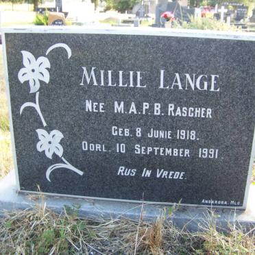 LANGE M.A.P.B. nee RASCHER 1918-1991