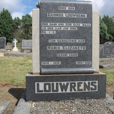 LOUWRENS George 1884-1935 &amp;  Maria Elizabeth LOUW 1883-1980