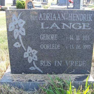 LANGE Adriaan Hendrik 1915-1997