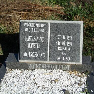 MOTSOENENG Makgabaneng Jeanette 1978-1998