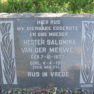 MERWE Hester Salomina, van der nee VAN ZYL 1877-1951