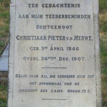 MERWE Christiaan Pieter, v.d. 1846-1907