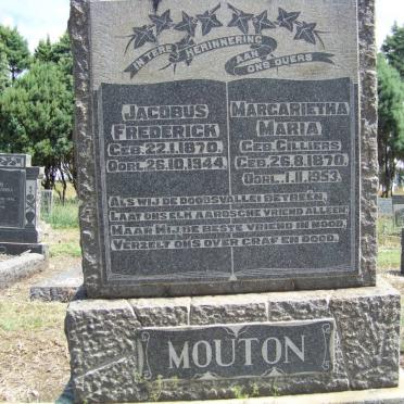 MOUTON Jacobus Frederick 1870-1944 &amp; Margarietha Maria CILLIERS 1870-1953