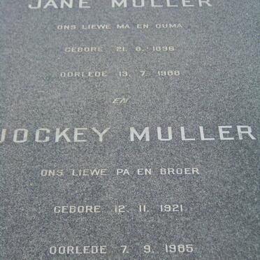 MULLER Jockey 1921-1985 &amp; Jane 1896-1988