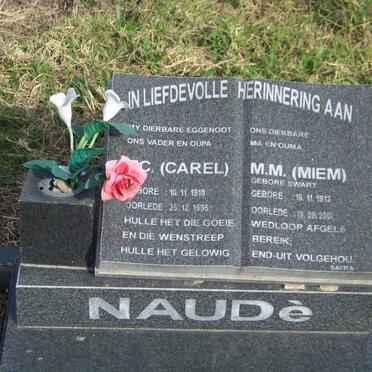 NAUDE ?.C. 1910-1996 &amp; M.M. SWART 1913-2001