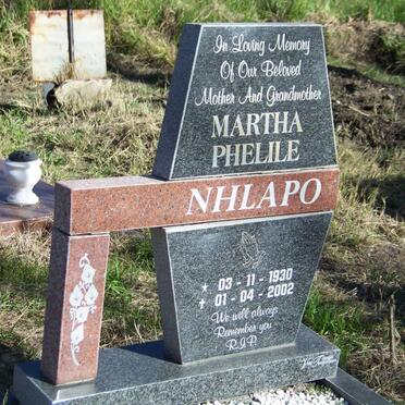 NHLAPO Martha Phelile 1930-2002