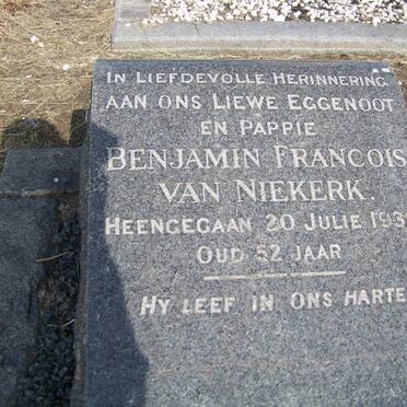 NIEKERK Benjamin Francois, van -1938