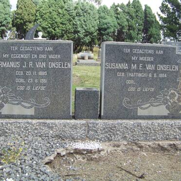 ONSELEN Hermanus J.R., van 1885-1961 &amp; Susanna M.E. HATTINGH 1884-