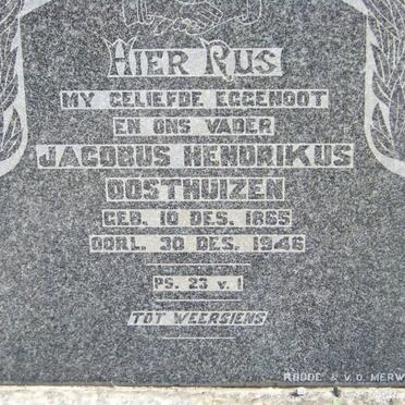 OOSTHUIZEN Jacobus Hendrikus 1865-1946