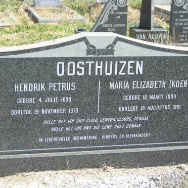 OOSTHUIZEN Hendrik Petrus 1899-1979 &amp; Maria Elizabeth KOEN 1899-1981