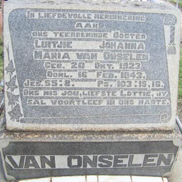 ONSELEN Luitjie Johanna Maria, van 1923-1943