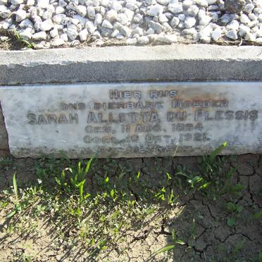 PLESSIS Sarah Alletta, du 1894-1921