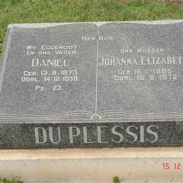 PLESSIS Daniel, du 1873-1959 &amp; Johanna Elizabeth 1885-1972