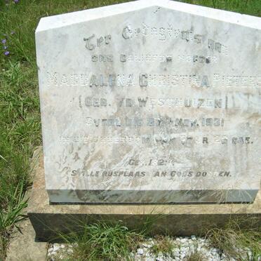 PIETERS Magdalena Christina nee V.D. WESTHUIZEN -1931