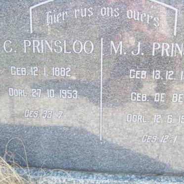 PRINSLOO B.C. 1882-1953 &amp; M.J. DE BEER 1879-1960