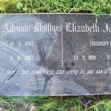 PRETORIUS Jan Adriaan Matthys 1882-1967 &amp; Elizabeth Johanna BOSHOFF 1881-1966