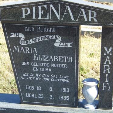 PIENAAR Maria Elizabeth nee BURGER 1913-1985