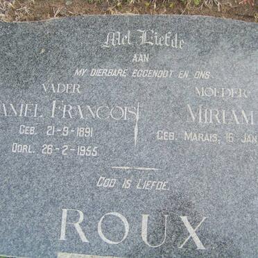 ROUX Daniel Francois 1891-1955 &amp; Miriam MARAIS 1905-