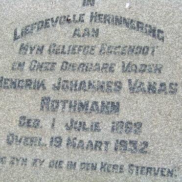 ROTHMANN Hendrik Johannes Vanas 1868-1932