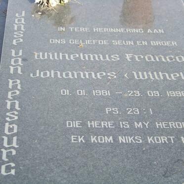 RENSBURG Wilhelmus Francois Johannes, Janse van 1981-1998