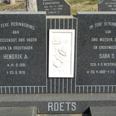 ROETS Hendrik A. 1891-1976 &amp; Sara S. V.D. WESTHUIZEN 1892-1977
