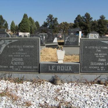 ROUX Jacobus Albertus, le 1899-1985 &amp; Anna Susanna Sara 1911-2004