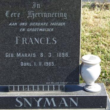 SNYMAN Frances nee MARAIS 1896-1985