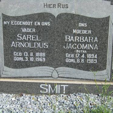SMIT Sarel Arnoldus 1888-1969 &amp; Barbara Jacomina BOTHA 1894-1989