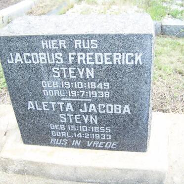 STEYN Jacobus Frederick 1849-1938 &amp; Aletta Jacoba 1855-1933