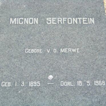 SERFONTEIN Mignon nee V.D. MERWE 1895-1966