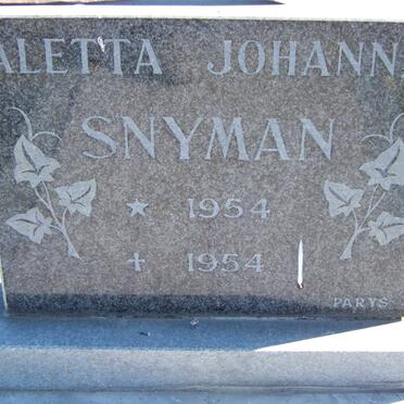 SNYMAN Aletta Johanna 1954-1954