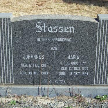 STASSEN Johannes 1911-1983 &amp; Maria I. UNDERHAY 1907-1984