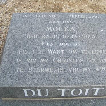 TOIT Moeka, du nee KAPP 1920-2005