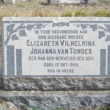 TONDER Elizabeth Wilhelmina Johanna, van nee VAN DER MERWE 1871-1946