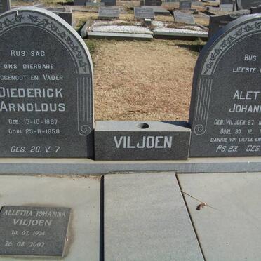 VILJOEN Diederick Arnoldus 1887-1958 &amp; Aletta Johanna VILJOEN 1890-1985 :: VILJOEN Alletha Johanna 1924-2002