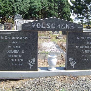 VOLSCHENK Petrus G. 1921-1981 &amp; Johanna C. ROETZ 1926-1992