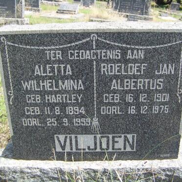 VILJOEN Roeloef Jan Albertus 1901-1975 &amp; Aletta Wilhelmina HARTLEY 1894-1959