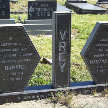 VREY Barend 1914-1993 &amp; Martha M.P. 1919-1996
