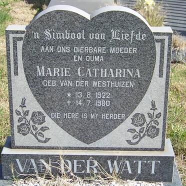 WATT Marie Catharina, van der nee VAN DER WESTHUIZEN 1922-1980