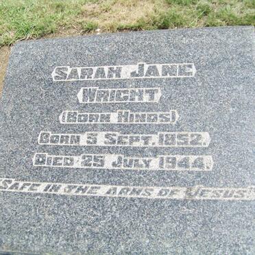 WRIGHT Sarah Jane nee HINDS 1852-1944