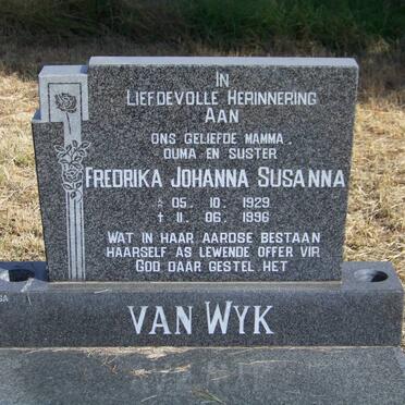 WYK Fredrika Johanna Susanna, van 1929-1996