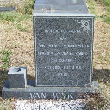 WYK Magrita Jacoba Elizabeth, van nee CAMPBELL 1915-1991