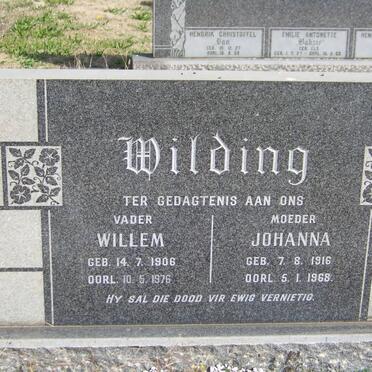 WILDING Willem 1906-1976 &amp; Johanna 1916-1868