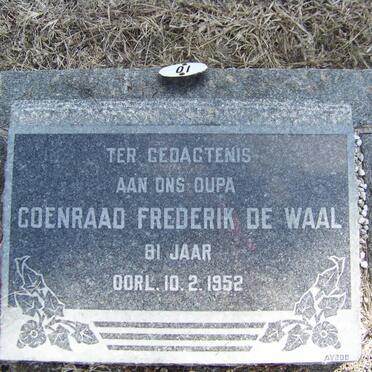 WAAL Coenraad Frederik, de -1952