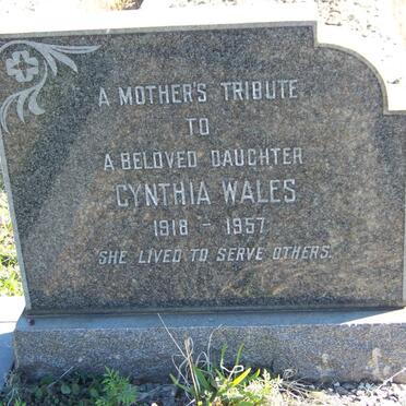 WALES Cynthia 1918-1957