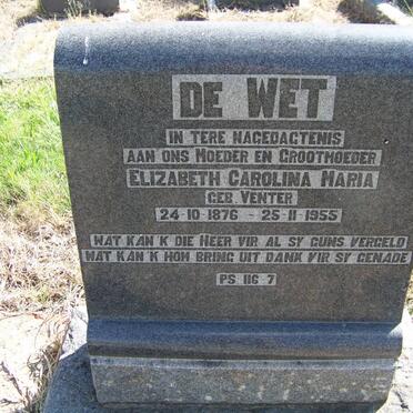 WET Elizabeth Carolina Maria, de nee VENTER 1876-1955