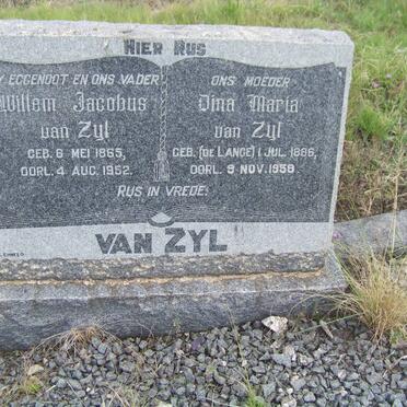 ZYL Willem Jacobus, van 1865-1952 &amp; Dina Maria DE LANGE 1886-1958