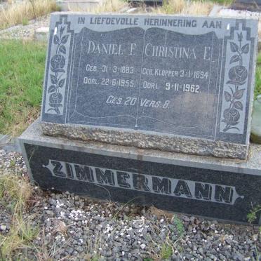ZIMMERMAN Daniel F. 1883-1955 &amp; Christina E. KLOPPER 1894-1962