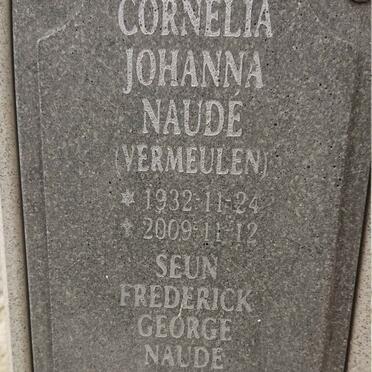 NAUDÉ Cornelia Johanna nee VERMEULEN 1932-2009 :: NAUDÉ Frederick George 1952-2015